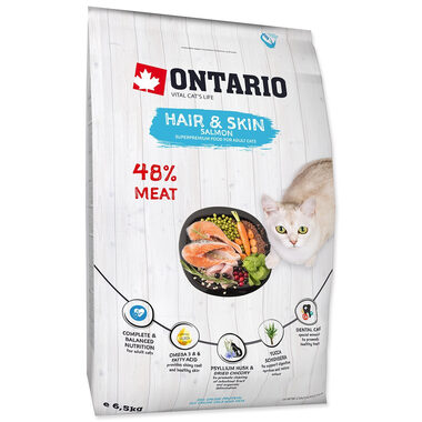 Ontario Cat Hair & Skin 6.5kg / Granule pre dospelé mačky