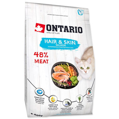 Ontario Cat Hair & Skin 400g / Granule pre dospelé mačky