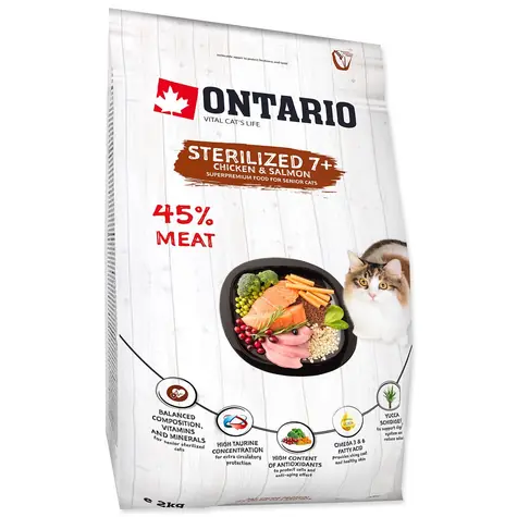 Ontario Cat Sterilised 7+ Senior 2kg / Granule pre mačky 