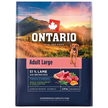 Ontario Adult Large Lamb & Brown Rice 2.25kg / Granule pre dospelých psov 