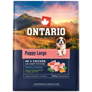 Ontario Puppy & Junior Large Chicken & Sweet Potatoes 2.25kg / Granule pre šteňatá