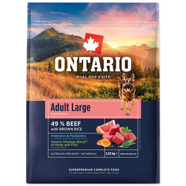 Ontario Adult Large Beef & Brown Rice 2.25kg / Granule pre dospelých psov 