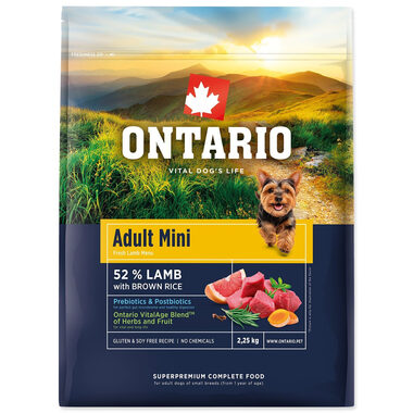 Ontario Adult Mini Lamb & Brown Rice 2.25kg / Granule pre dospelých psov 