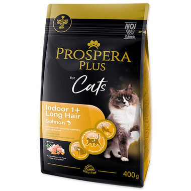 Prospera PLUS Indoor 1+ Salmon Long Hair 400g / Granule pre dospelé mačky
