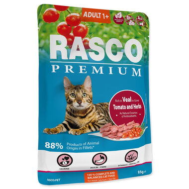 Rasco Premium Adult Kapsička teľacia s paradajkami a bylinkami 85g