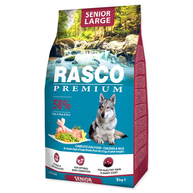 Rasco Premium Senior Large kura s ryžou 3kg / Granule pre starších psov 