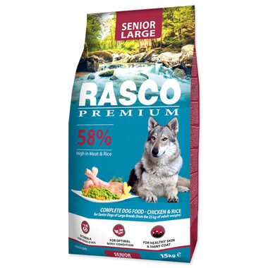 Rasco Premium Senior Large kura s ryžou 15kg / Granule pre starších psov 