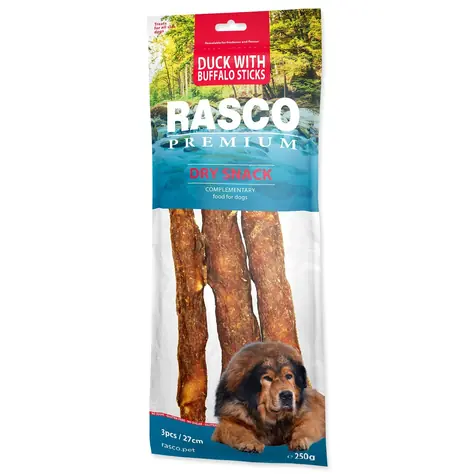 Rasco Premium 3 tyčinky byvolia 27cm obalené kačacím mäsom 250g