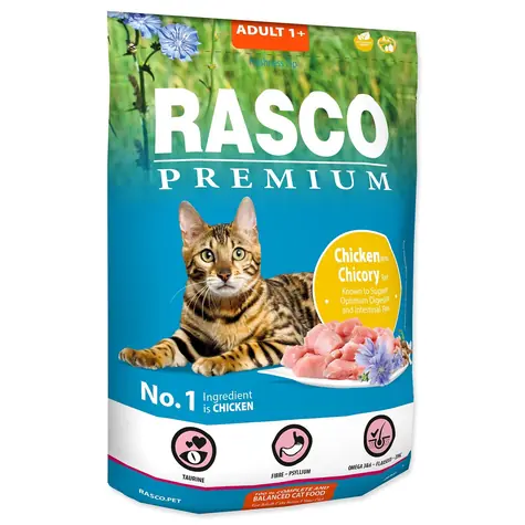 Rasco Premium Adult kura s koreňom čakanky 400g / Granule pre dospelé mačky 