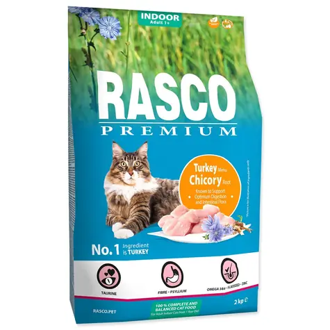 Rasco Premium Indoor morka s koreňom čakanky 2kg / Granule pre dospelé mačky 