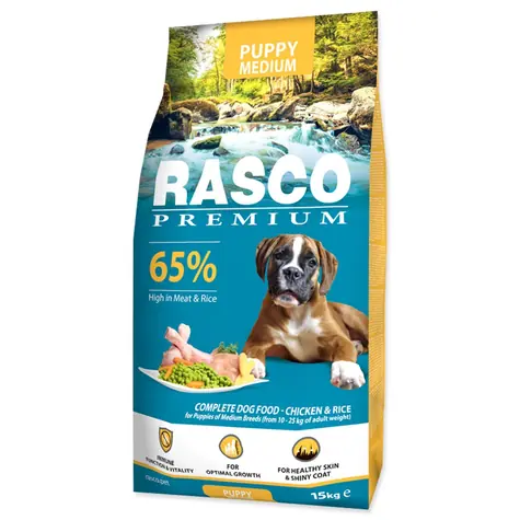Rasco Premium Puppy Medium kura s ryžou 15kg / Granule pre šteňatá 