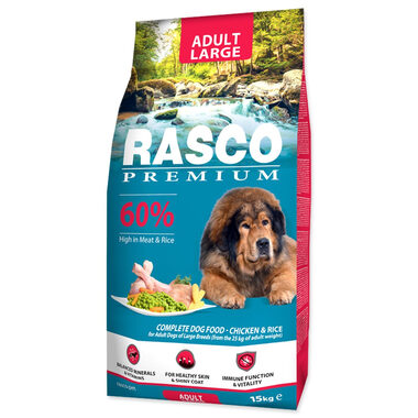 Rasco Premium Adult Large kura s ryžou 15kg / Granule pre dospelých psov 