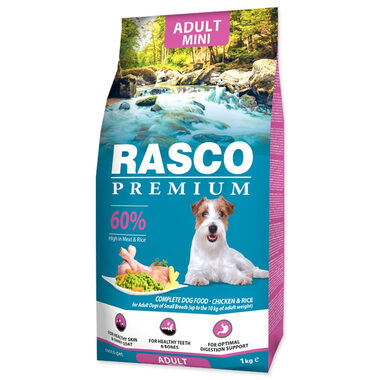 Rasco Premium Adult Mini kura s ryžou 1kg / Granule pre dospelých psov 