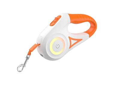 Rojeco Automatické vodítko pre psov LED 5 m (biele a oranžové)