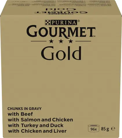 PURINA GOURMET GOLD v omáčke 96x85 g / Konzervy pre mačky / 4 príchute