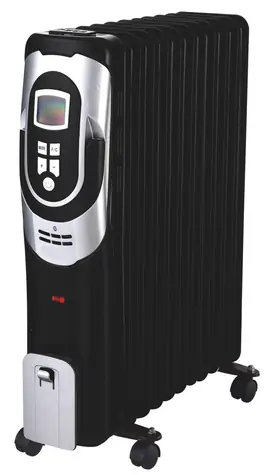 Guzzanti GZ 411BD čierna / olejový radiátor / 11 rebier / 2500 W / 3 vykurovacie stupne / 4 kolieska / 24h časovač / displej