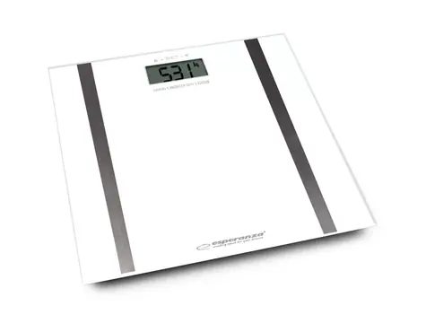 Esperanza EBS018W Samba osobná multifunkčná váha biela / 180 kg / tvrdené sklo / indikácia slabej batérie