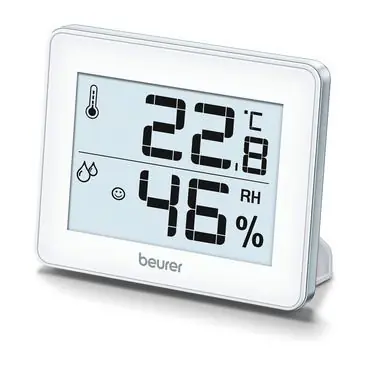 Beurer HM 16 digitálny teplomer &amp; vlhkomer biela / teplota &amp; vlhkosť / °C &amp; °F / stojan