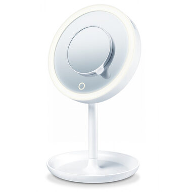 Beurer BS 45 kozmetické zrkadlo / Priemer: 17.5 cm / extra magnetické zrkadlo / LED svetlo / napájanie 3x AA