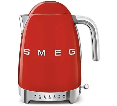 SMEG KLF04RDEU červená / Rýchlovarná kanvica / 1.7L / 2400W / regulácia teploty