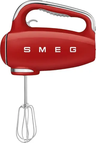 SMEG 50's Retro Style červená / Ručný mixér / 250W / 9 rýchlostí / turbo / šľahacie & hnetacie nástavce 
