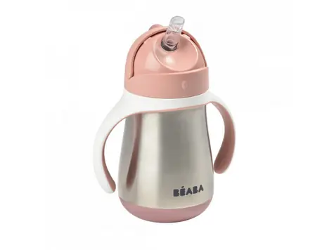 Beaba Hrnček termoizolačný so slamkou nerez 250ml ružová