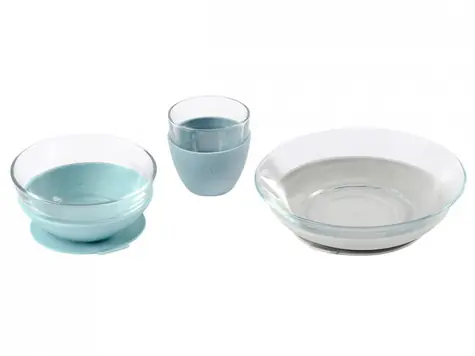 Beaba Jedálenská sada sklenená s prísavkami Jungle