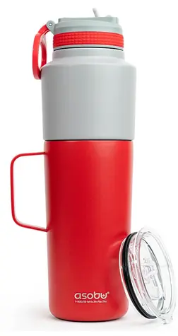 Asobu Twin Pack Bottle with Mug red 0.9 L + 0.6 L / termofľaša + hrnček / nerezová oceľ