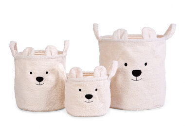 Childhome Koše na hračky Teddy Off White 3 ks