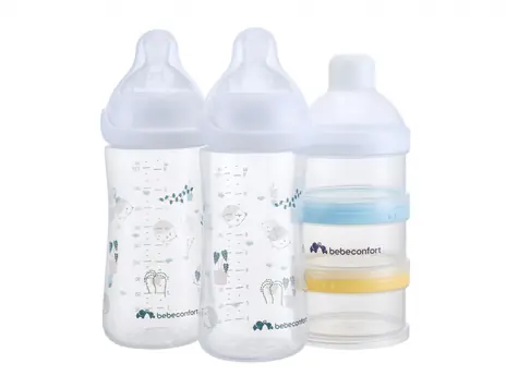 BEBECONFORT Sada dojčenských fliaš Emotion Physio 270ml 0-12m + White 2 ks + dávkovač