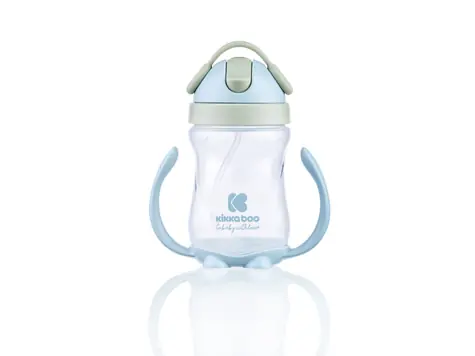 KikkaBoo Hrnček so silikónovou slamkou 300ml 12m+ Blue