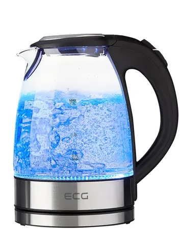 ECG RK 1776 Glass čierna / rýchlovarná kanvica / 2200W / 1.7 L / sklo a nerez 