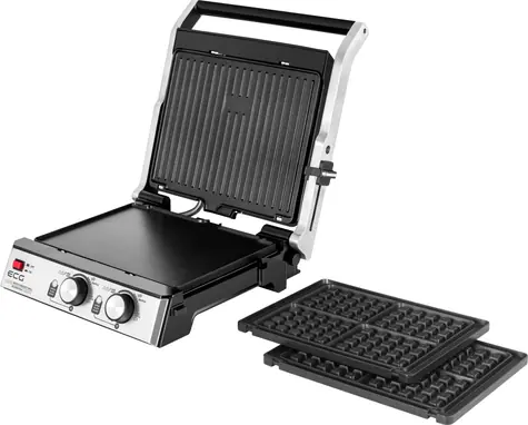 ECG KG 2033 Duo Grill &amp; Waffle / elektrický gril / 2000 W / 290 x 230 mm / 2 termostaty / 3 platničky 