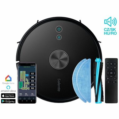 Salente L6 čierna / robotický vysávač / suché + mokré vysávanie / laserový radar / HEPA / dobíjacia základňa 