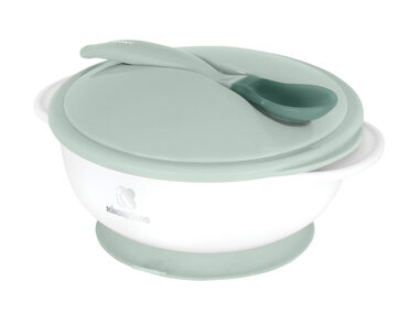 KikkaBoo Miska s prísavkou &amp; viečkom a lyžičkou s tepelným senzorom Mint
