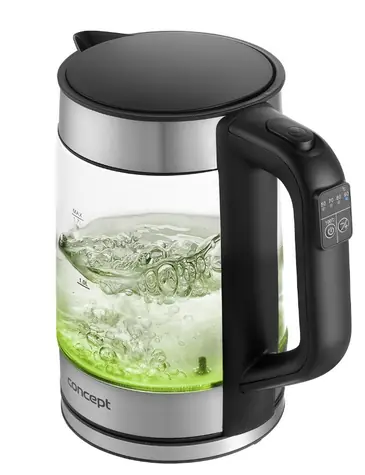 Concept RK4067 strieborná / Rýchlovarná kanvica / 2200 W / 1.7 l / sklo a nerez 