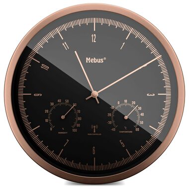 Mebus 19778 - Rádiom riadené nástenné hodiny s teplomerom a vlhkomerom / 25 cm / 1x AA