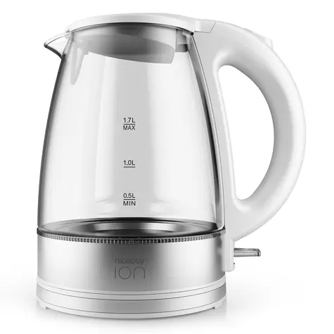 Niceboy ION Kettle K1 biela / Rýchlovarná sklenená kanvica / 2200W / 1.7L / LED