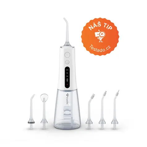 TrueLife AquaFloss Compact L100 / Ústna sprcha / 300 ml / 6x trysky / 3 režimy / časovač / displej / USB-C / IPX7 