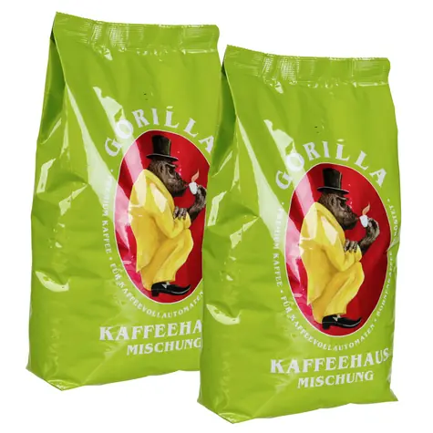 Joerges Gorilla Coffee House 2 Kg Beans Set / Zrnková káva / 80% Arabica, 20% Robusta / Vákuové balenie 