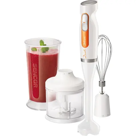Sencor SHB 4260WH-EUE3 biela / Tyčový mixér / 600 W / 2 rýchlosti / nádoba 700 ml / sekáčik 500 ml