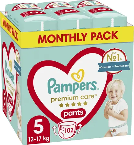 Pampers Pants Premium Care 12-17 kg (102ks) / Plienkové nohavičky / Veľkosť 5 (12-17 kg)
