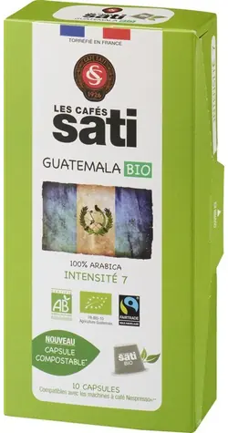 Les Cafés Sati Guatemala Bio Nespresso 10 ks / Kapsľová káva 