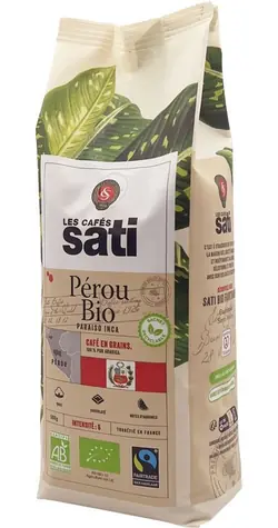 Les Cafés Sati Perou Inca Bio Fairtrade 500 g / Zrnková káva / 100% Arabica 