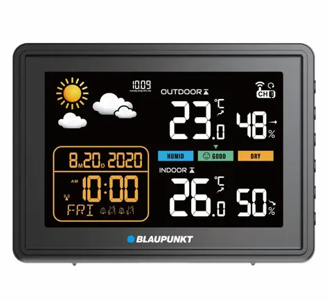 Blaupunkt WS30BK čierna / Meteostanica / meranie teploty a vlhkosti / LCD displej / vonkajší teplomer