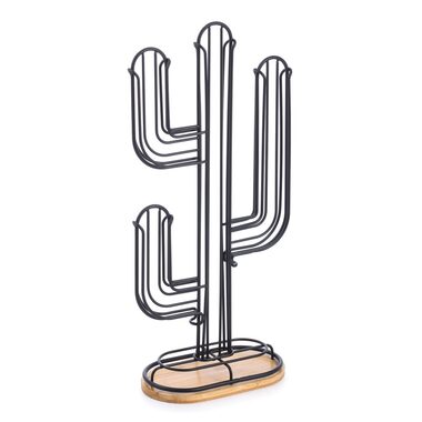 MSV ELIE stojan na kapsule matná čierna / oceľ / drevo