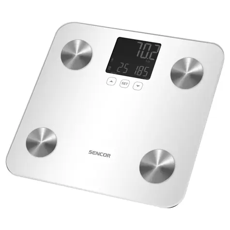 Sencor SBS 6025WH sivá / osobná váha / Tvrdené sklo / LCD / 180 kg / kg / 3x AAA  