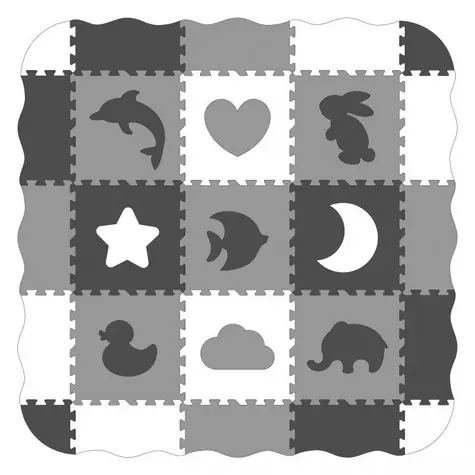 ECOTOYS Penové puzzle Zvieratá a tvary čierna-biela SX s okrajmi / od 3 rokov