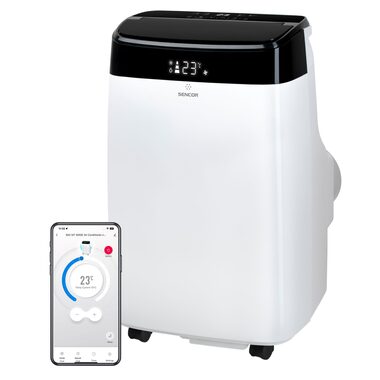 Sencor AC MT9040C biela / mobilná klimatizácia / 1220W / 9000 BTU / chladenie / odvlhčovanie / ventilátor / SMART WiFi