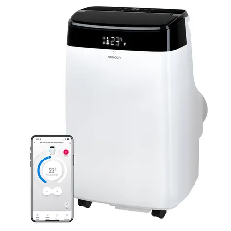 Sencor AC MT9040C biela / mobilná klimatizácia / 1220W / 9000 BTU / chladenie / odvlhčovanie / ventilátor / SMART WiFi